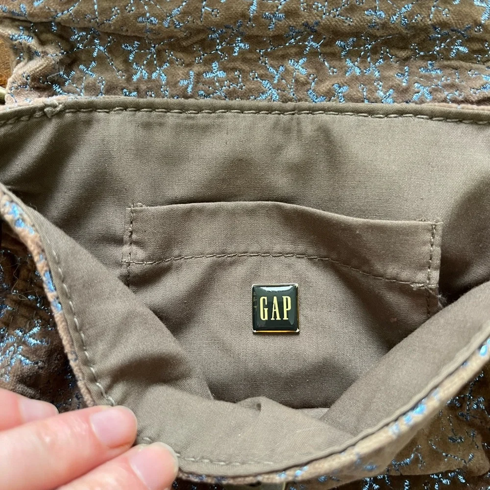 GAP Velvet Shoulder Bag with Pearl & Chain Strap Y2K